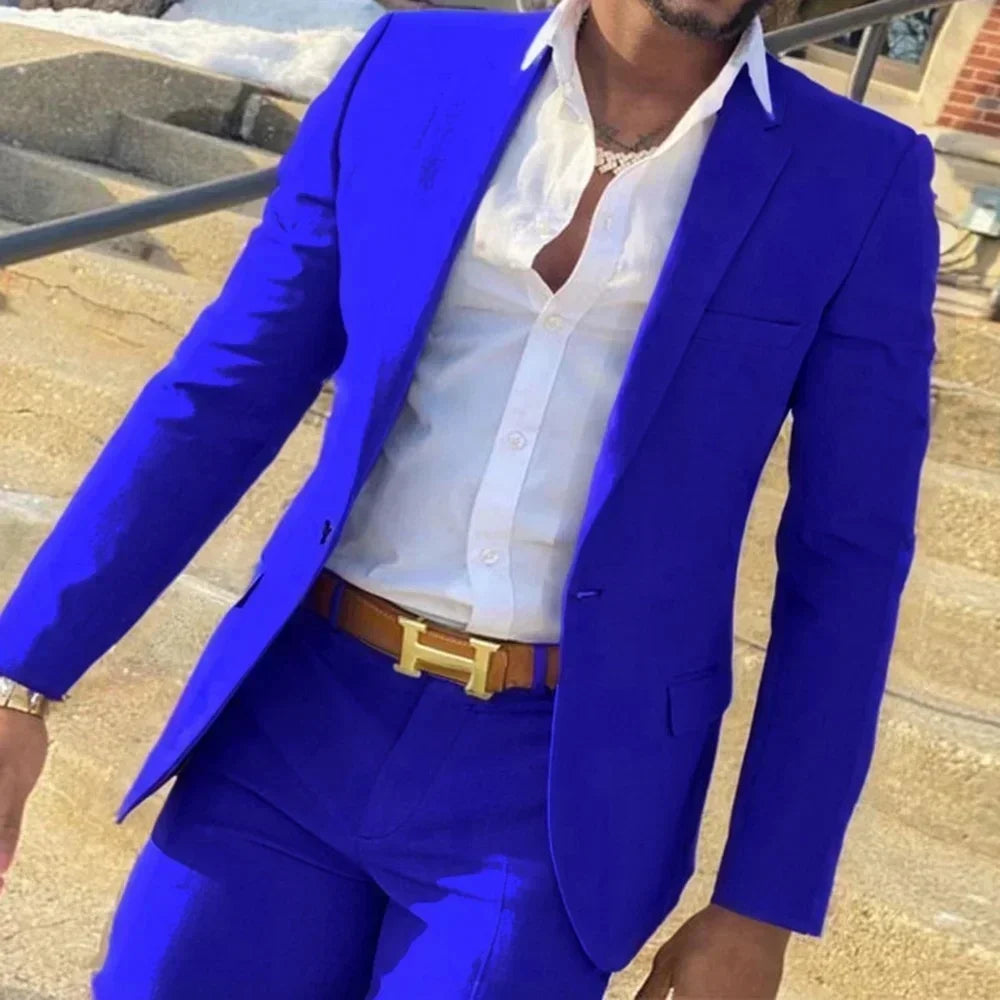 Men's suit is a 2-piece set of outerwear, jacket and trousers for business banquets and other occasions
