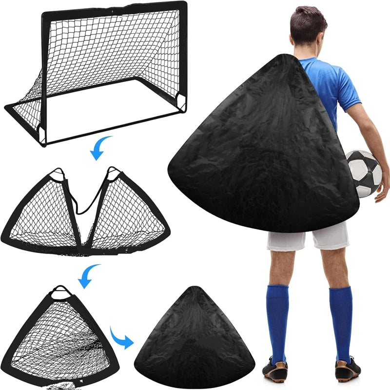 2 Pack Kids Soccer Goal Set With Net & Ball Pop Up Portable Backyard Training Equipment For Ages 3-16 Outdoor Youth Games Gift