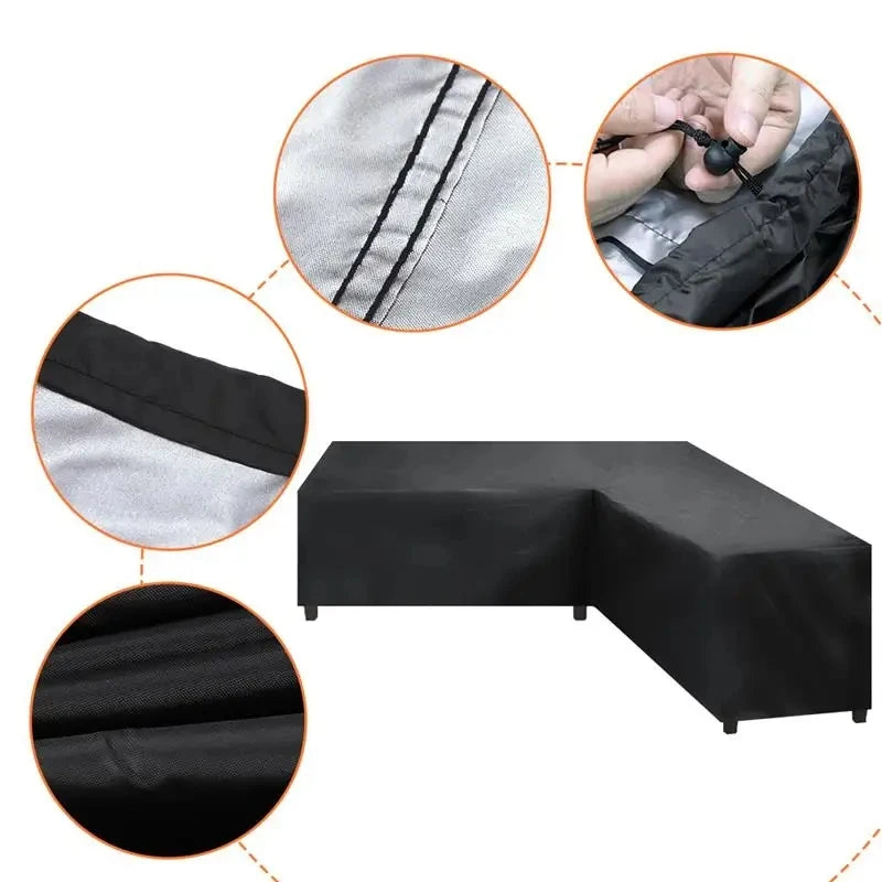 Waterproof Outdoor Sectional Sofa  turn angle Cover - Heavy-Duty Patio Furniture L-Shape Right Side Sofa Dust prevention Cover