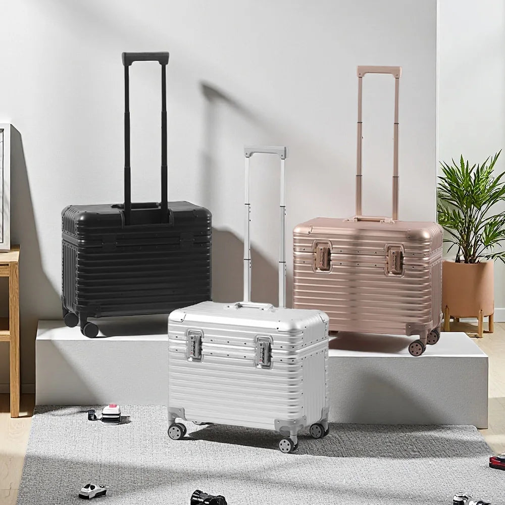 Open-Covered Suitcase All-Aluminum-Magnesium Alloy Frame Luggage Universal Wheel TSA Customs Password Lock  Business Travel Case