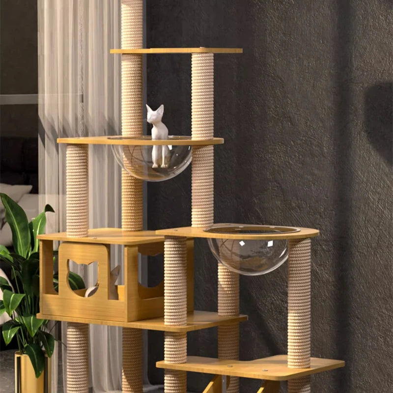Tree Tower House for Large Cats, Claws, Sofa Protection, Cats with Scrapers, Wooden Cat Scratcher, Beds and Furniture