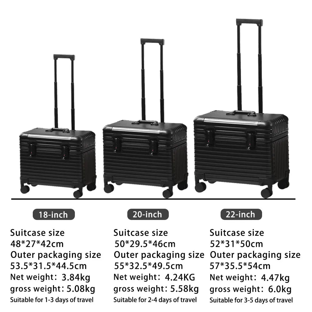 Open-Covered Suitcase All-Aluminum-Magnesium Alloy Frame Luggage Universal Wheel TSA Customs Password Lock  Business Travel Case