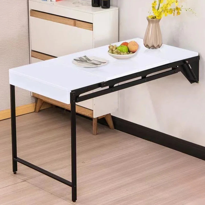 Portable Folding Dining Tables Metal Wall Storage Shelf Multifunctional Restaurants Tables Extendable Dining Room Furniture