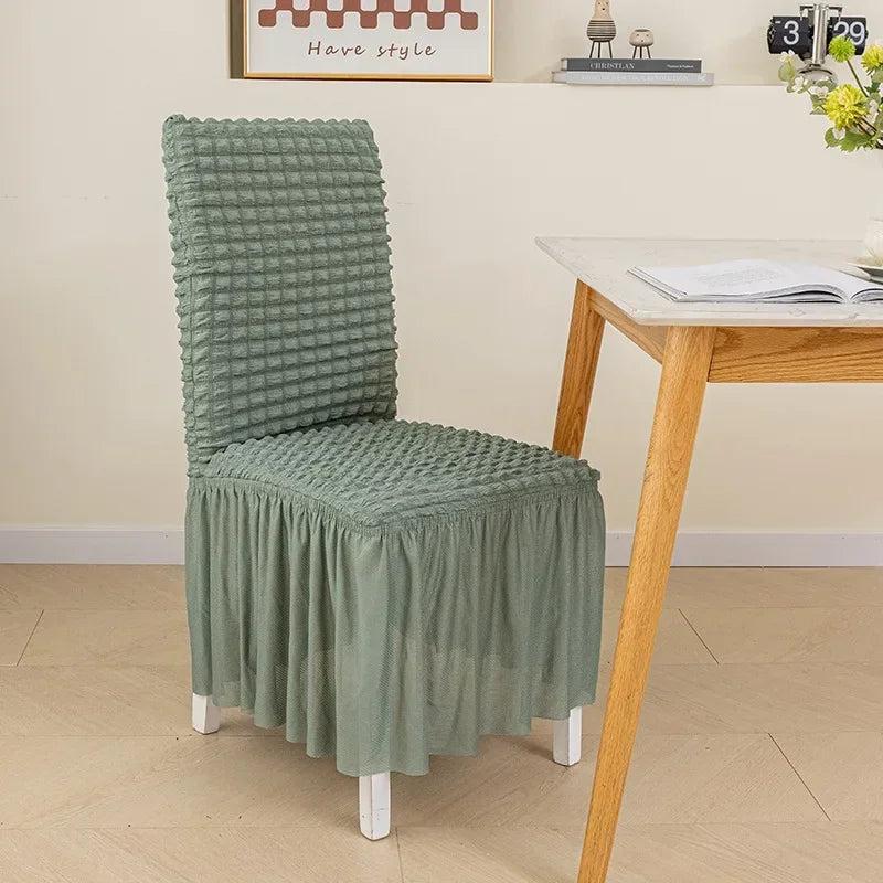 High Quality Seersucker Chair Cover For Dining Room Banquet Chair Slipcover Stretch Chair Skirt Elastic Wedding Chair Decoration