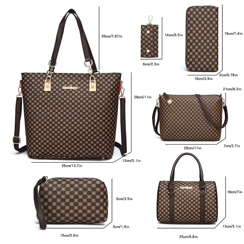 Women's Bag Fashion Six Pieces Set Mother Bag Handbag Shoulder Crossbody Foreign Trade Women's Bag Clutch Bag Purse