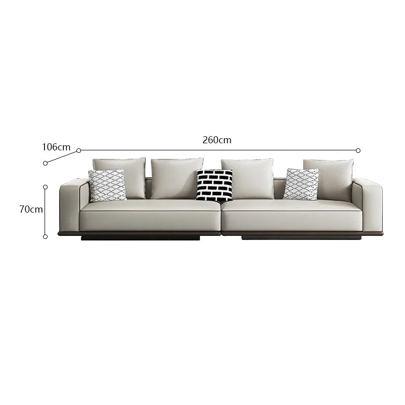 Modern Simple Leather Sofa Living Room Modern Large Flat Floor Large Household Type First Layer Cowhide Inline Tofu Block Sofa