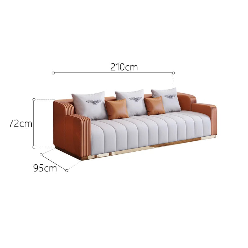 Light Luxury Leather Sofa Combination Modern Minimalist Design High-End Three Or Four People Sofa Living Room Furniture