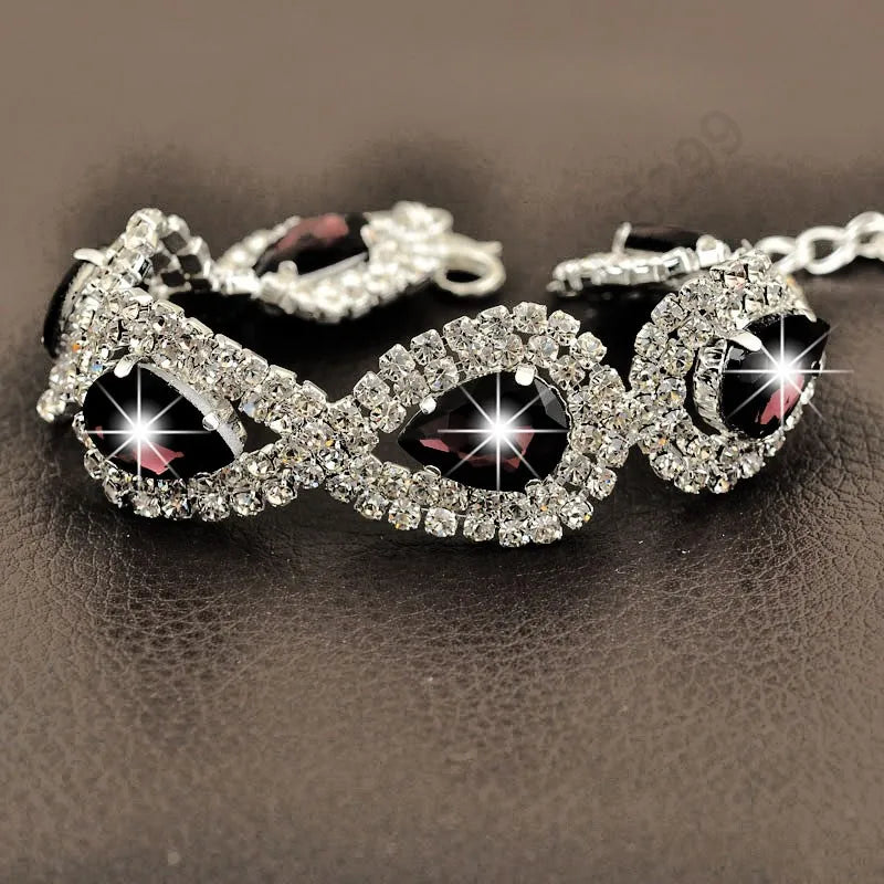 Luxury Wedding Woman Jewelry 100% 925 Sterling Silver Shiny Water Drop Element Austrian Crystal Fashion Bracelets