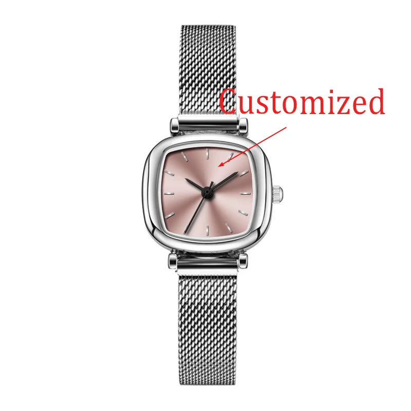 Women's Watches are Fashionable, Simple, Compact, Exquisite and Elegant Mesh Strap Small Square Watches, Can Be Customized