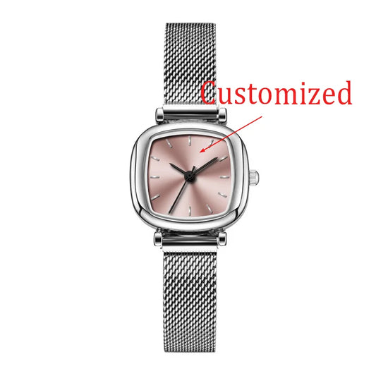 Women's Watches are Fashionable, Simple, Compact, Exquisite and Elegant Mesh Strap Small Square Watches, Can Be Customized