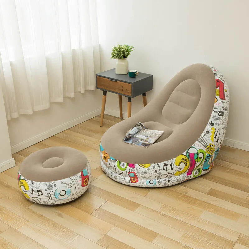 Home Light Luxury Lazy Sofa Comfortable Inflatable Single Flocking Lazy Sofa Set Portable Foldable Recliner Outdoor Sofa Air Bed
