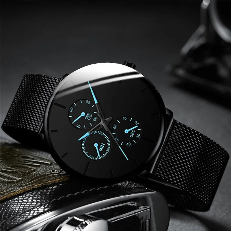 New Women Luxury Watches for Men Business Casual Ultra Thin Clock Male Stainless Steel Mesh Belt Quartz Watch relogio masculino