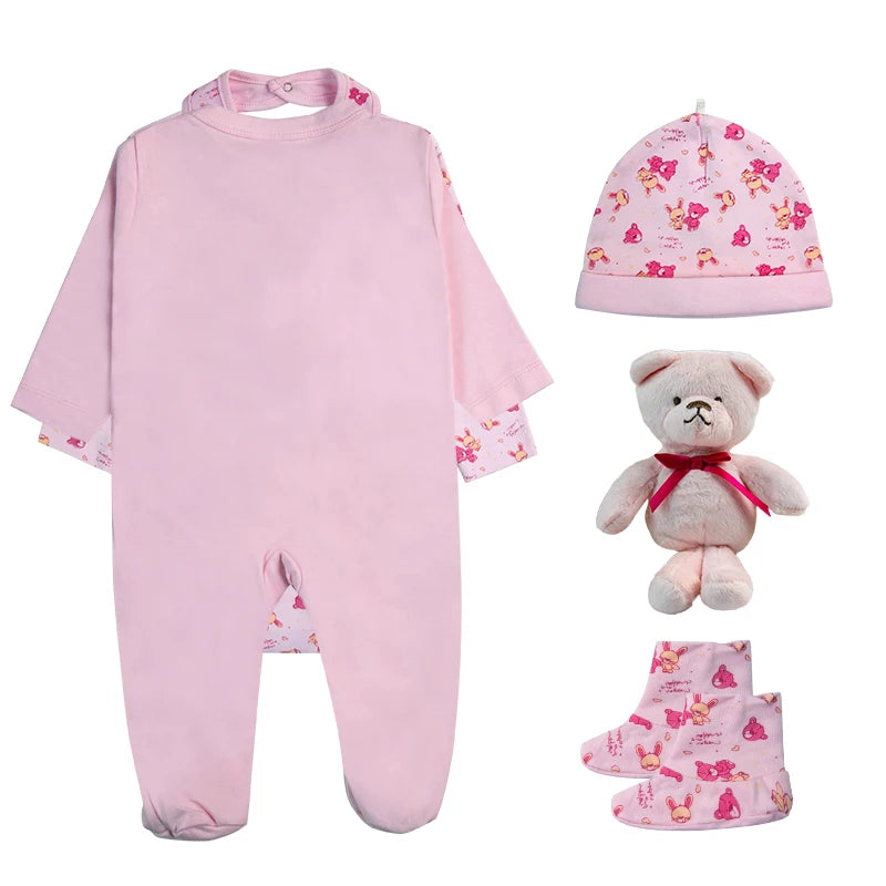 Newborn Baby Clothes For Girls Boys Sets Cotton Infant Spring Autumn Soft Boy Clothing New born Hat Bib