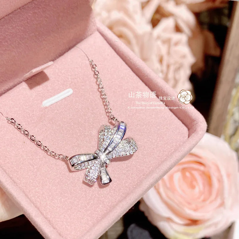 luxury jewelry set for women geometric earrings design bow necklace