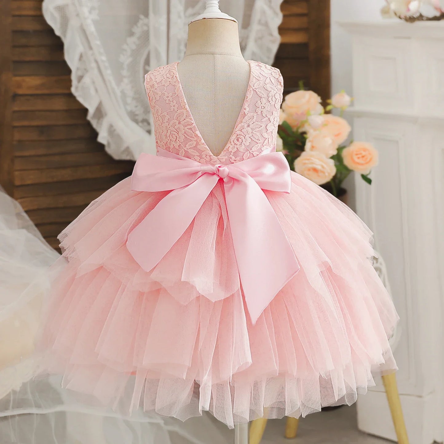 2025 New Baby Girl Dress for 2-6 Years Backless Kids Birthday Princess Dresses White Elegant Girl Wedding Party Banquet Gown