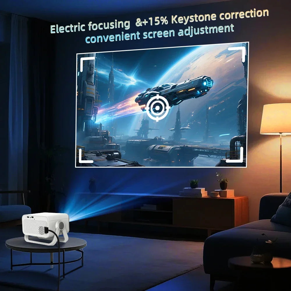 650ANSI HT23 PRO 4K Native Portable Projector 1080P Auto Focus Keystone Correction Android 13 BT5.2 WIFI 6  Home Cinema