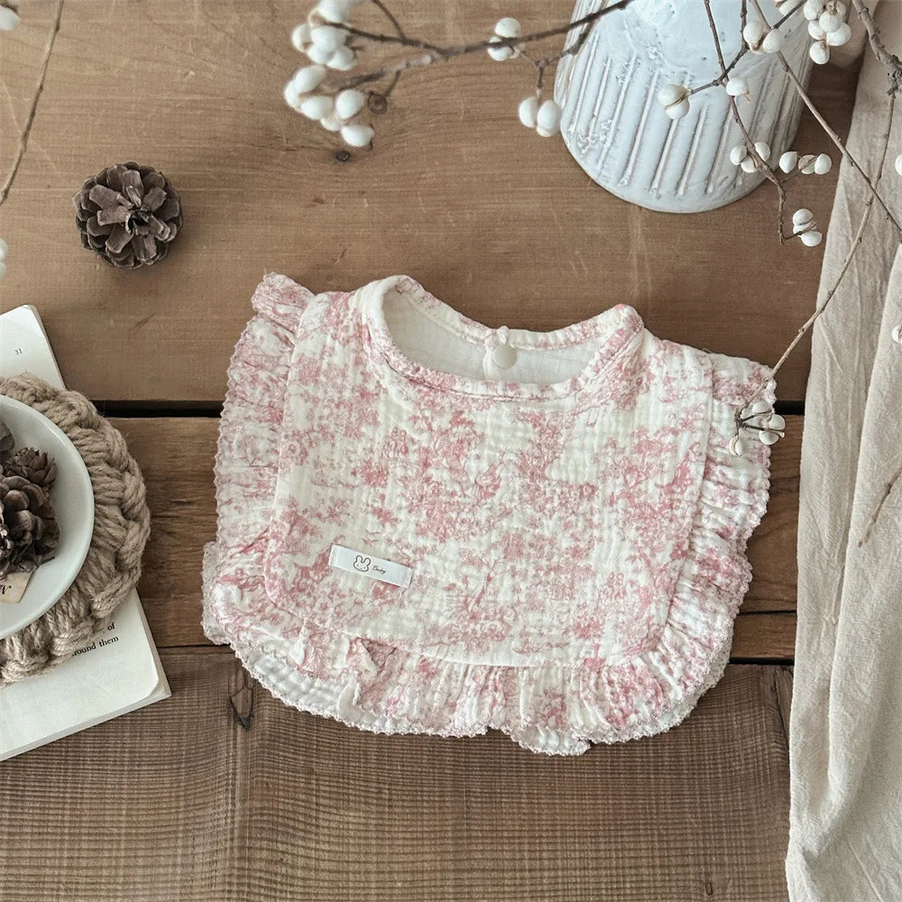 Cute Baby Girls Soft Bibs Soft Cotton Ruffle Floral Infants Lace Saliva Towel Burp Cloth Kids