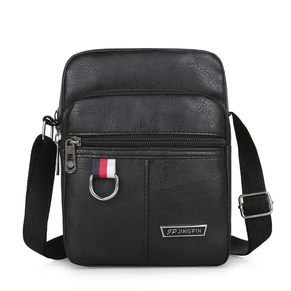 Men's PU Leather Shoulder Bag Large Capacity Chest Bag Casual Solid Color Crossbody Bag for Men Daily Use Work Office Travel.