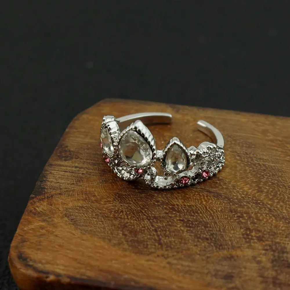 Charm Rapunzel Crown Rings Princess Jewelry For Woman Girl Fashion Wedding Accessories Gold Plated Adjustable Rings Gift For Her
