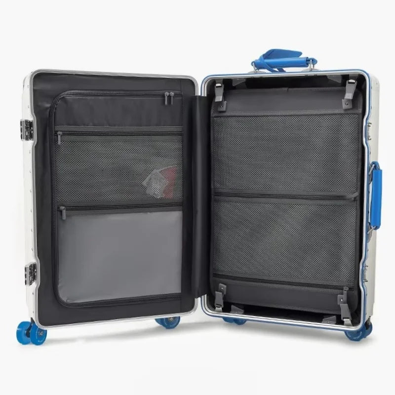 Wide Handlebar Suitcase Rolling Luggage Large Capacity Aluminum Frame Trolley Case with Colorful Silent Spinner Wheels TSA Lock