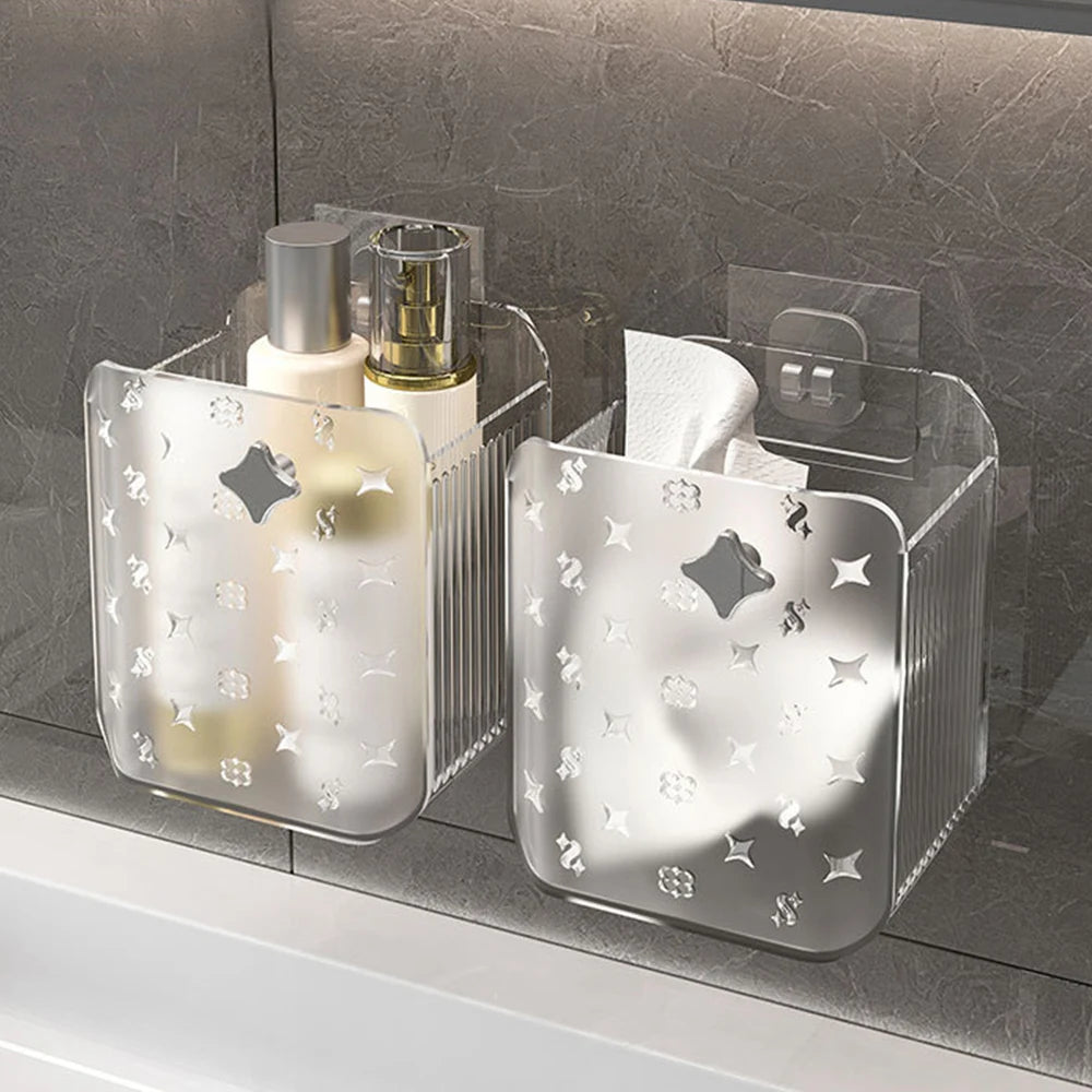 Multifunctional Wall Mounted Storage Box Bathroom Cosmetic Organiser Shelf Washstand Toiletries Organiser Bins Toothbrush Holder