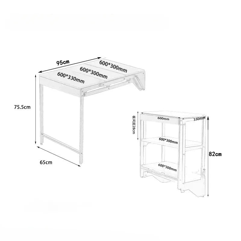 Portable Folding Dining Tables Metal Wall Storage Shelf Multifunctional Restaurants Tables Extendable Dining Room Furniture