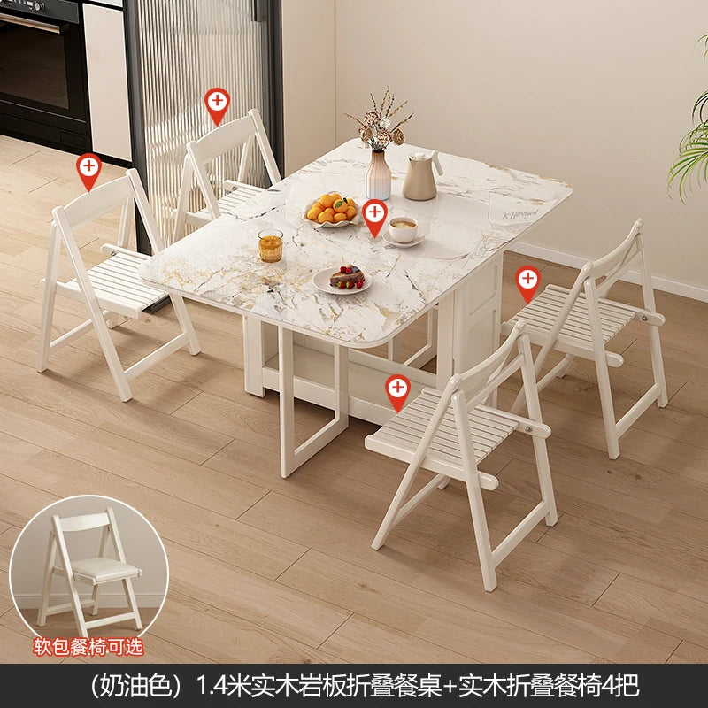 Folding Dining Table Set 6 Vintage Rattan Dining Table Set Modern Luxury Nordic Mesas Pegables Portatil Dining Room Furniture