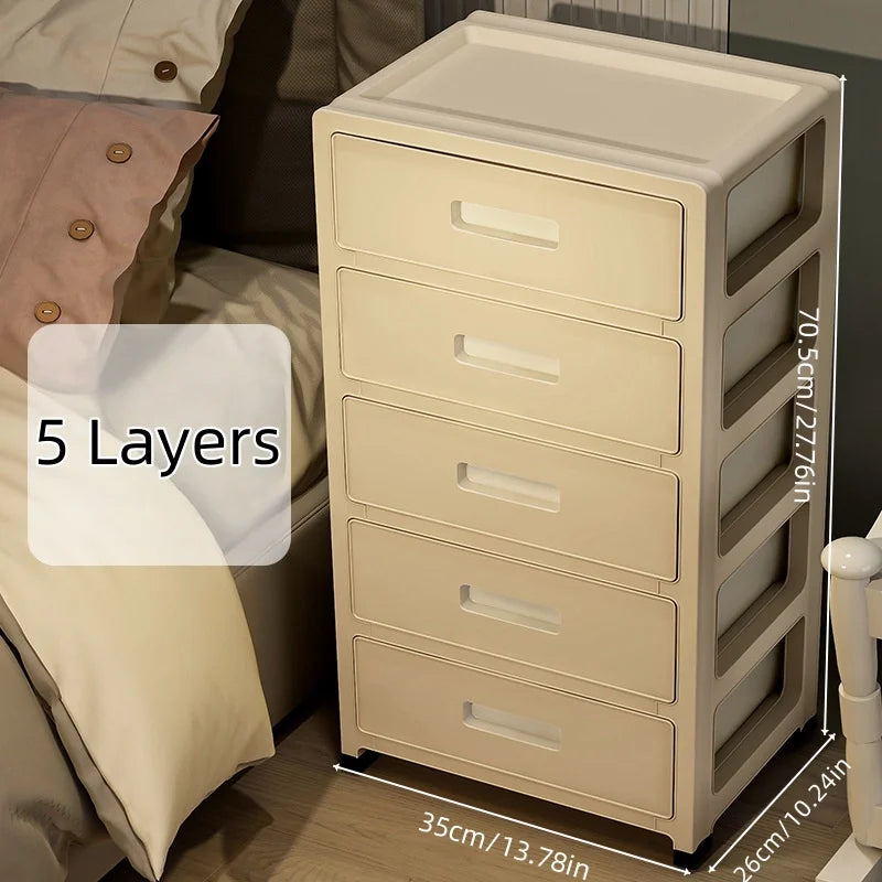 Large Capacity Storage Cabinet with Rolling Wheels,3-6 Tier, for LivingRoom/Bedroom/StudyOrganization,Cream Color