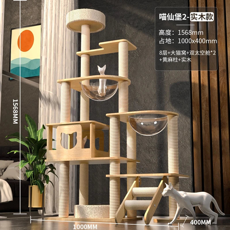 Tree Tower House for Large Cats, Claws, Sofa Protection, Cats with Scrapers, Wooden Cat Scratcher, Beds and Furniture