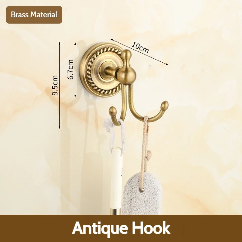 Antique Brushed Brass Bathroom Accessories Sets Towel Shelf Toilet Paper Holder Soap Holder Towel Rack Bathroom Hardware Sets