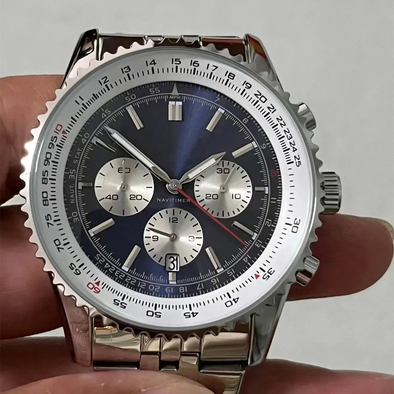 Stylish Automatic Chronograph Watch for Men Multifunctional Date Display Boutique Stainless Steel Luxury Business Leather Quartz