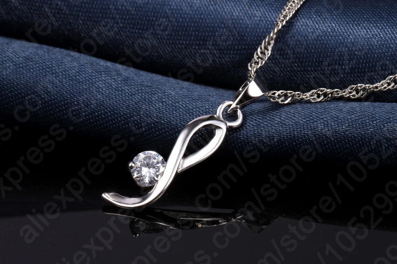 Elegant Woman 925 Sterling Silver Jewelry Clear CZ Fashion Design Pendant Necklace Woman Drop Earring Wedding Set With Box