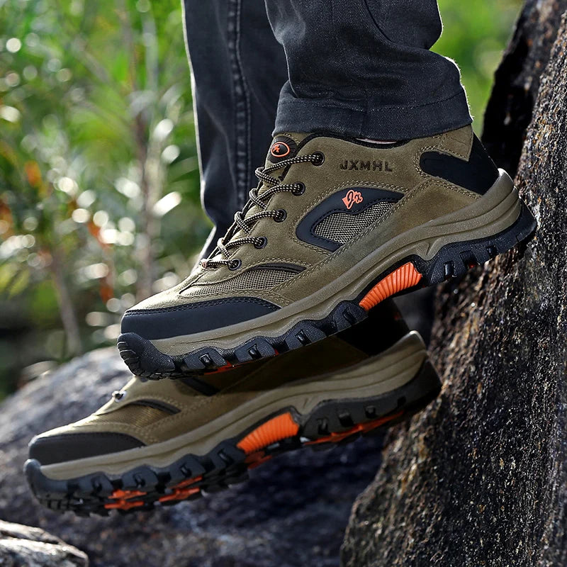 Classic Gray Trekking Sneakers For Men Original Outdoor Breathable Men's Hiking Shoes Fashion Casual Non-slip Walking Shoes Man