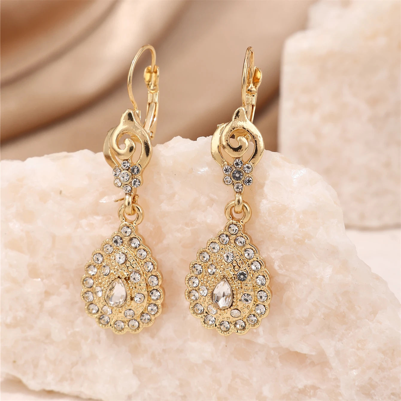 Moroccan Popular Lady Jewelry Beautiful Pink Rhinestones Earring Girls gift