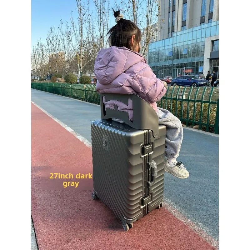 Luggage Kids Ride On Travel Suitcase Baby Stroller Wheeled Trolley Carry On Luggage Wheels Unisex Minimalist White Black Design