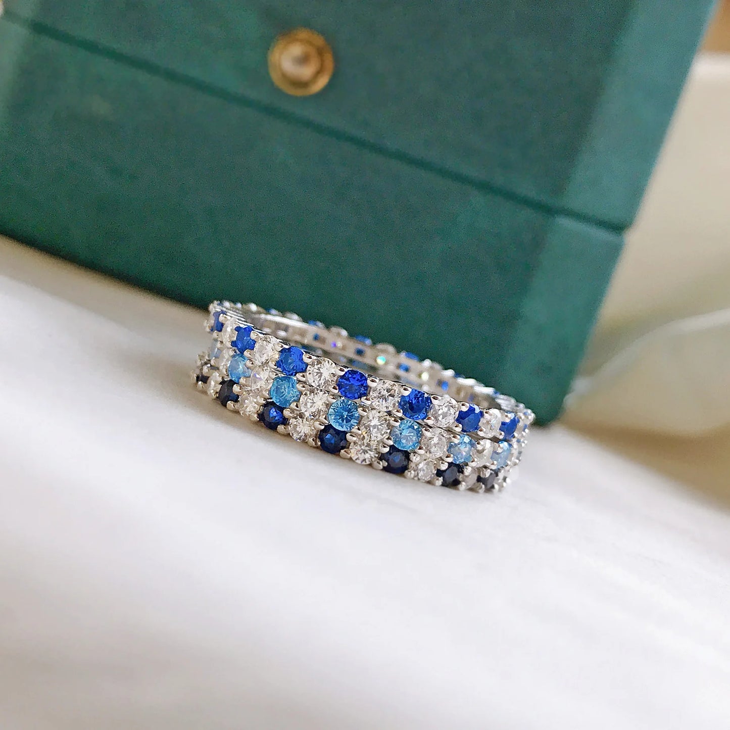 Full Diamond Ring for Woman Wedding Jewelry 925 Sterling Sliver Plated White Gold Rings 8A Zircon Colorful Engagement Band