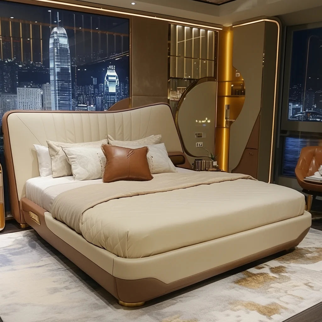 Fashionable King Size Bed Frame Luxury Designr Dream Bedroom Cozy Large Sleeping Area Perfect Restful Nights Home Decoration