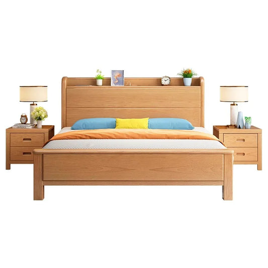 Nordic beech solid wood bed 1.8 meters master bedroom double bed modern simple 1.5 meters single log wind storage wedding bed