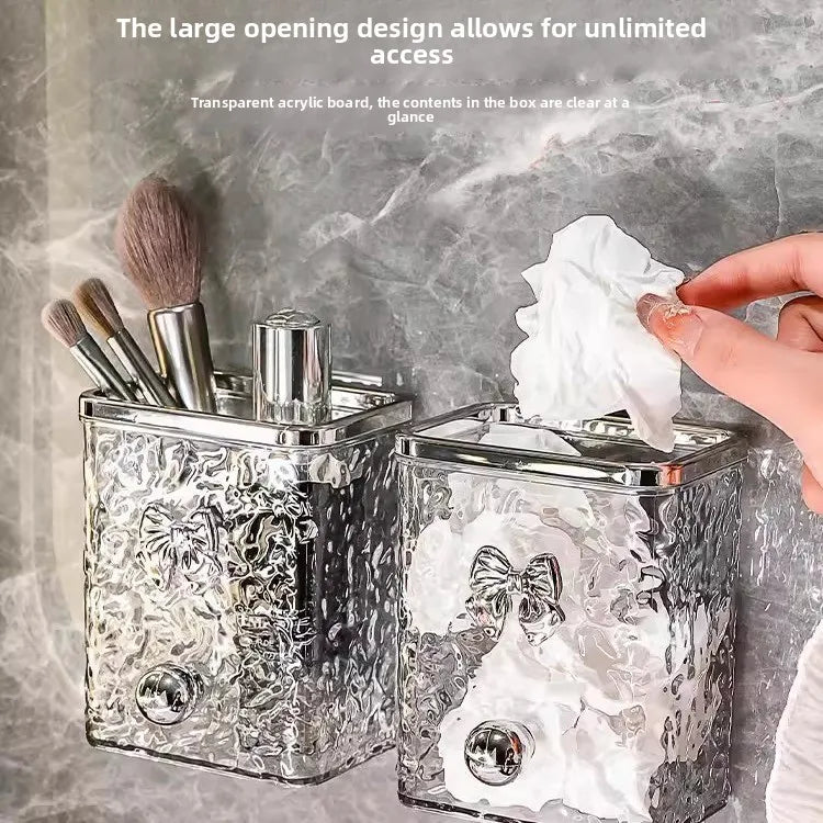 Bathroom Storage Rack Light Luxury Water Ripple Wall-Mounted Remote Control Toiletries Organizer Modern Bathroom supplies