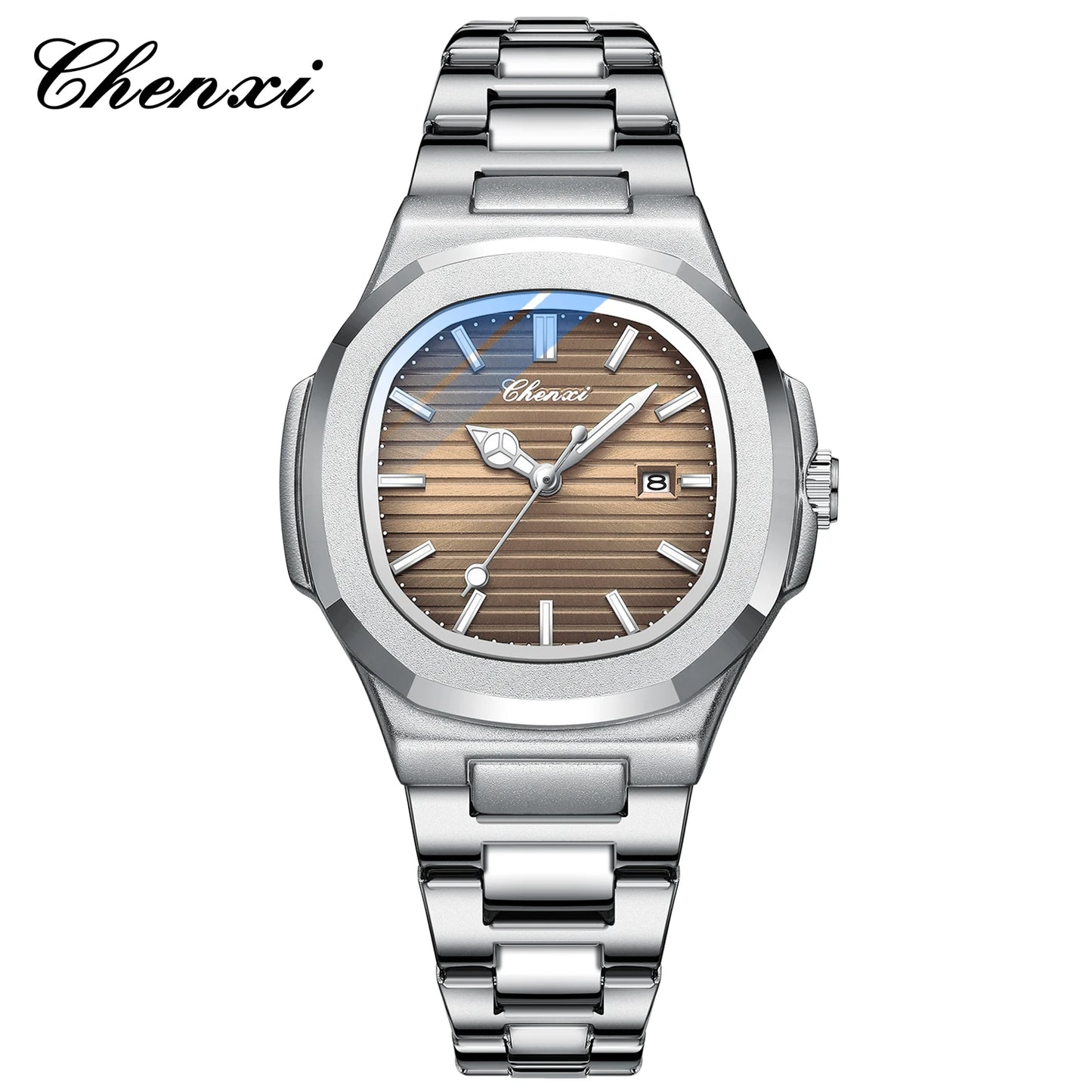 Watches For Woman Fashion Date Luminous Quartz Watch Silver Stainless Steel Clock Women's Stainless Steel Watch Waterproof