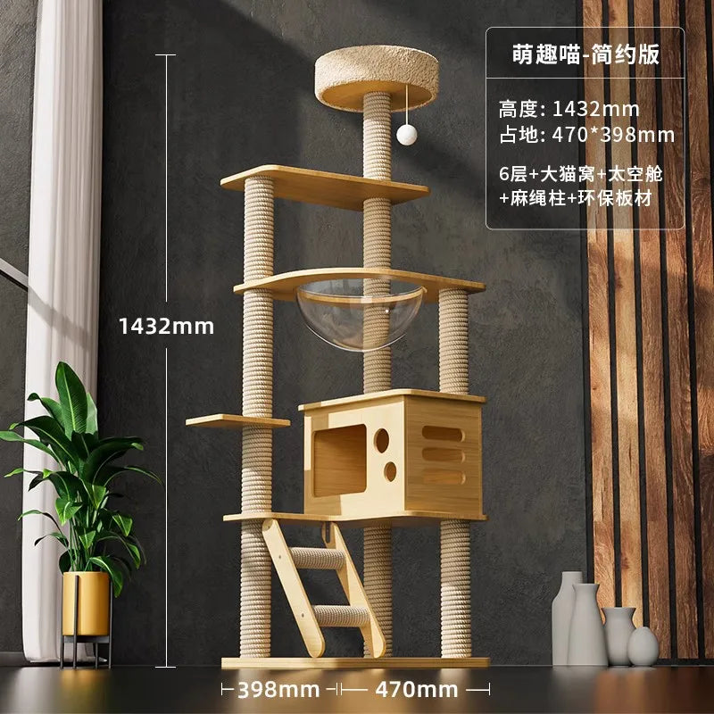 Tree Tower House for Large Cats, Claws, Sofa Protection, Cats with Scrapers, Wooden Cat Scratcher, Beds and Furniture
