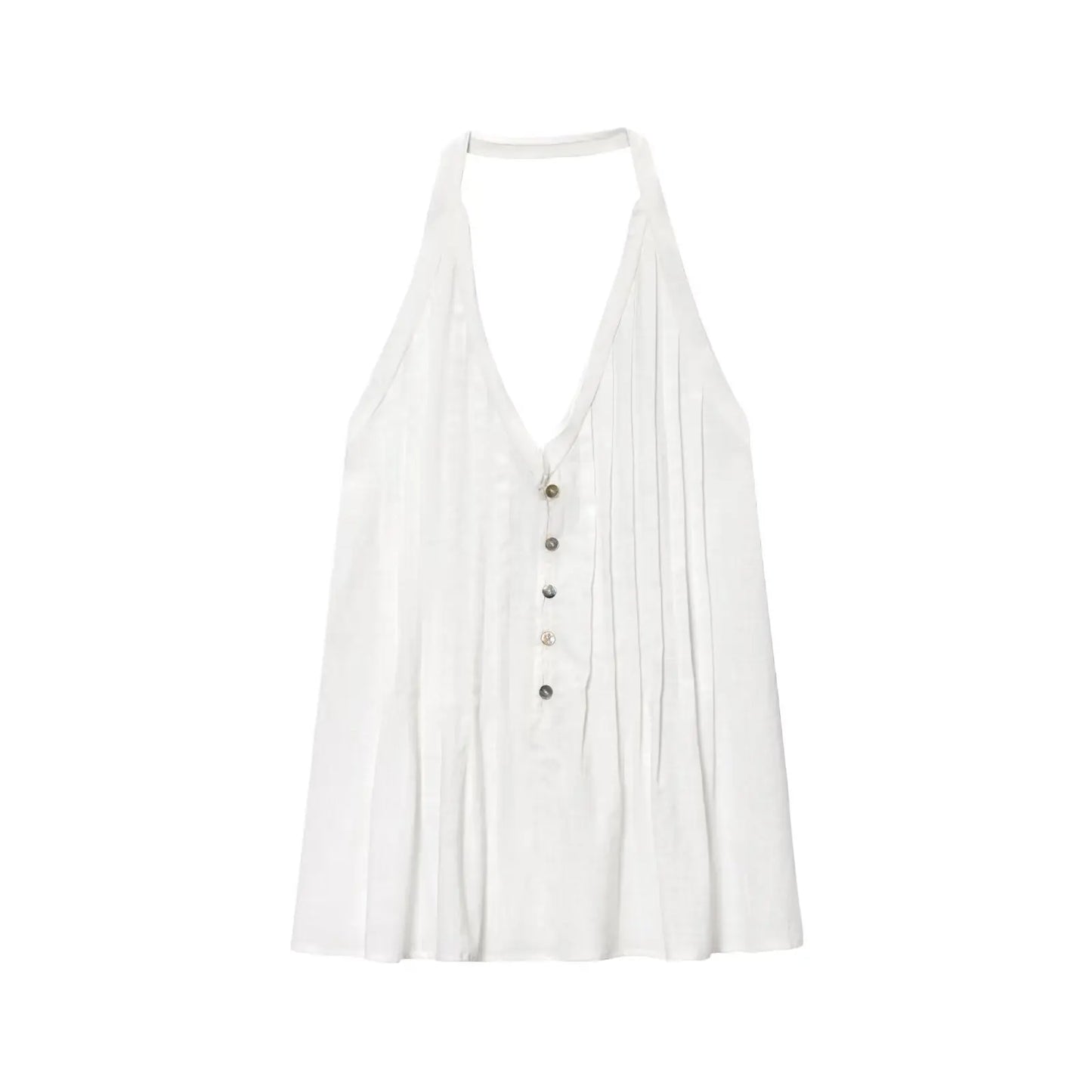 Women Clothing Backless Top Summer Short Crop Top Halter Neck Waistcoat Lady V Neck Camisole Back Drawstring Tops 5029121