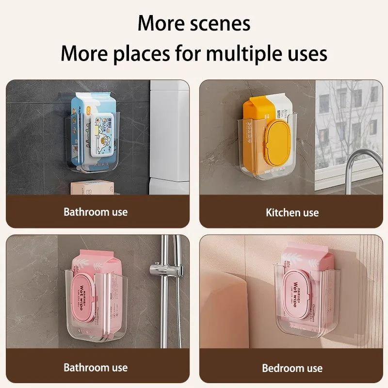 Bathroom Non Perforated Wall Mounted Wet Tissue Storage Box with Large Opening and Strong Load-bearing Capacity