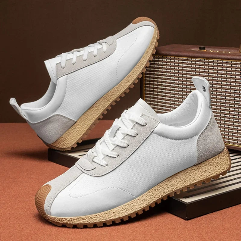 Men Casual Shoes Platform Sneakers for Men Genuine Leather Shoes Wear-Resistant Fashion Retro Soft Sole Shoes Mens Shoes