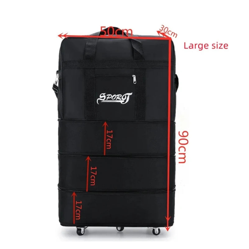 New Luggage Bag With Wheels Foldable Luggage Airline Checked Bags Oxford Large Capacity Moving Storage Bag Rolling Packing Cubes