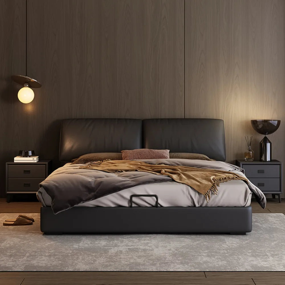 King Size Bedroom Black Bed Unique Europian Luxury Double Bed 180x200 Nightstands Somieres Y Marcos De Cama Home Decoration