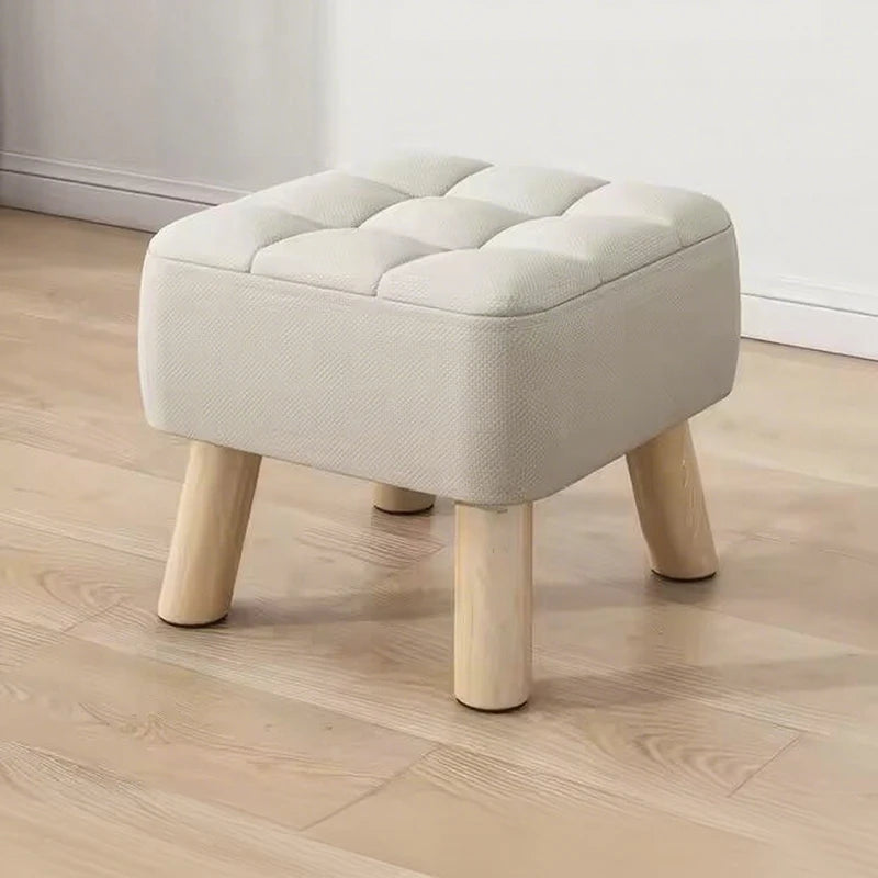 Solid Wood Footstool  Upholstered Seat  Small Sofa Shoe - changing & Tea - serving Bench  Round - foot Shoe - changing Stool Foo