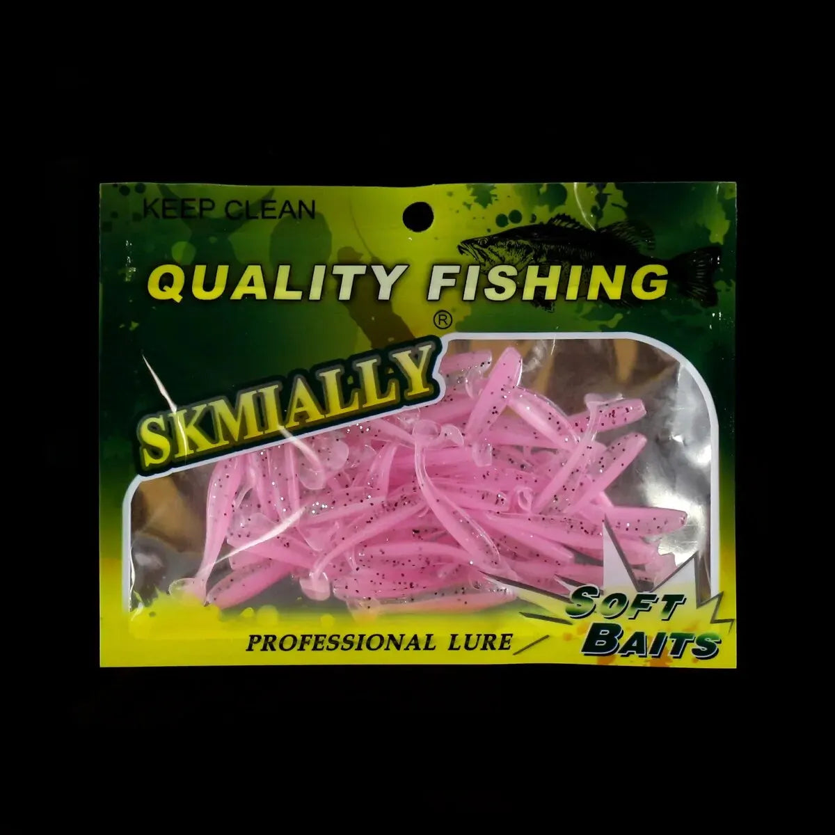 50pcs Mini Soft Fishing Lures, T-tail Worm Lure, Silicone Artificial Bait, Bass Pike Fishing Tackle