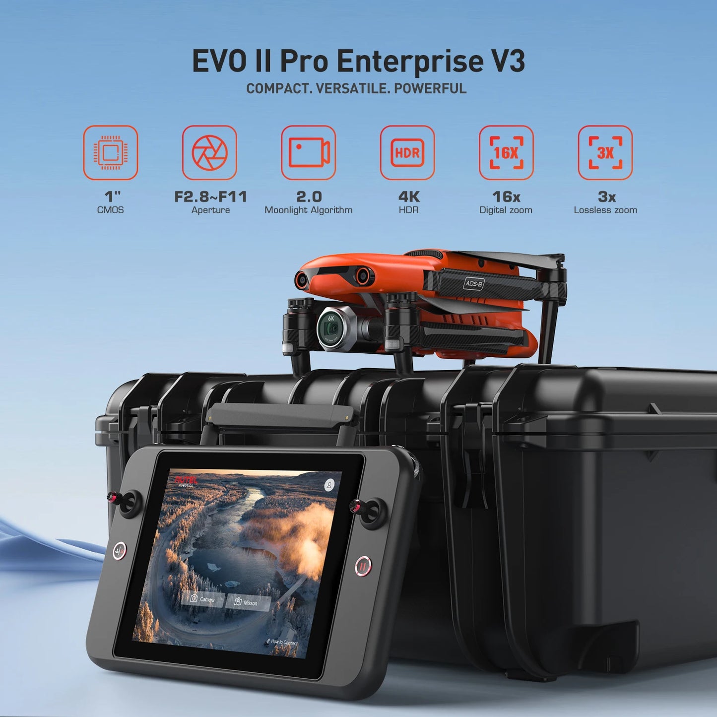 Autel Robotics EVO II Pro Enterprise V3 6K Camera Drone with Spotlight, Strobe, Speaker 42 Min Endurance Professional Drones
