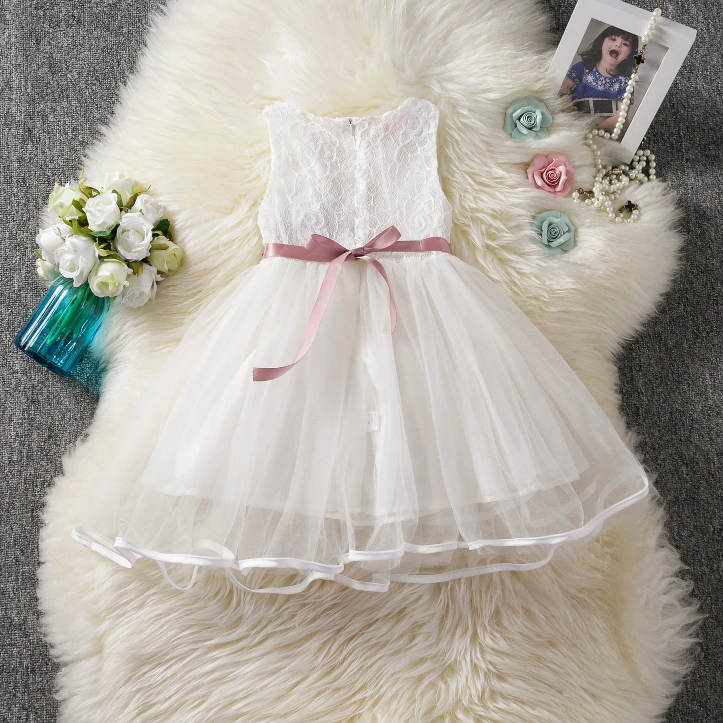 2025 New Baby Girl Dress for 2-6 Years Backless Kids Birthday Princess Dresses White Elegant Girl Wedding Party Banquet Gown
